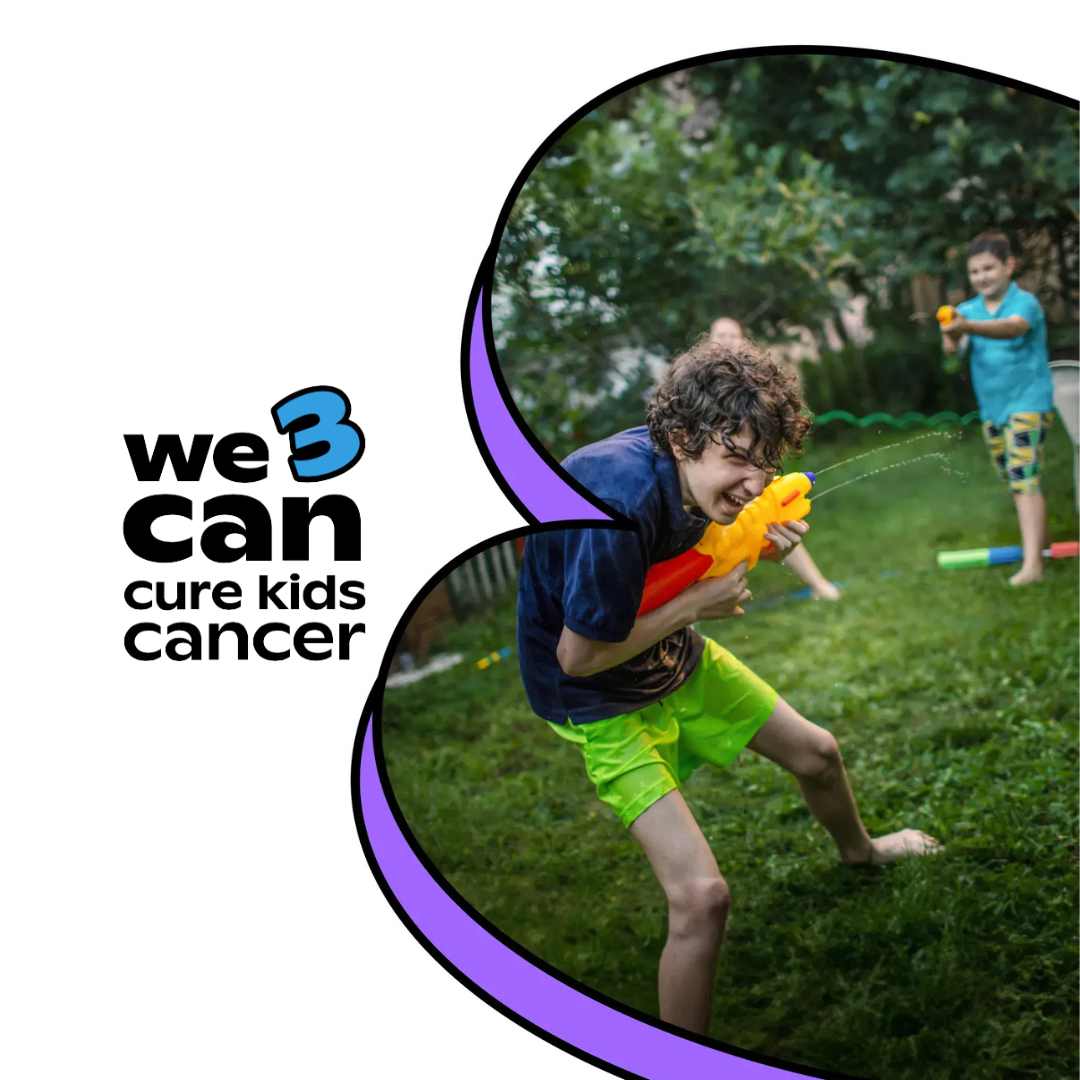 we3can logo with boys playing with water guns.