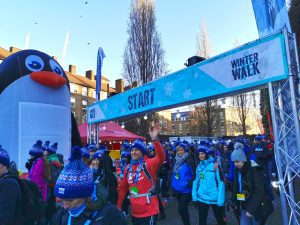 photo of participants leaving the start line at London Winter Walk