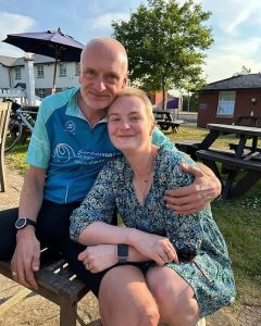 Emma Hodges and father Andy during her treatment