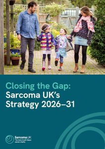 Cover of strategy document featuring a family of four walking outside. 