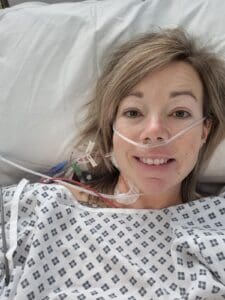 Cerys Watcyns in hospital
