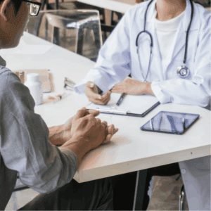 Healthcare professional talking with patient